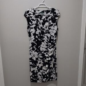 Ralph Lauren Black and White Floral Midi Dress
